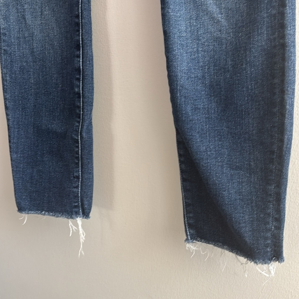 Mother denim Looker Ankle Fray cropped mid rise raw hem jeans color Girl Crush - Picture 3 of 9